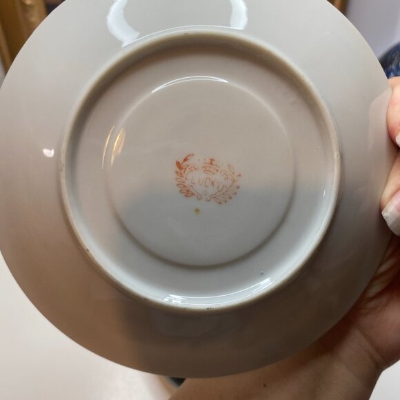 Vintage 5 Saucers Moriage Dragon Ware Marked Lucky Porcelain Japan Black 5.5” - Picture 3 of 9